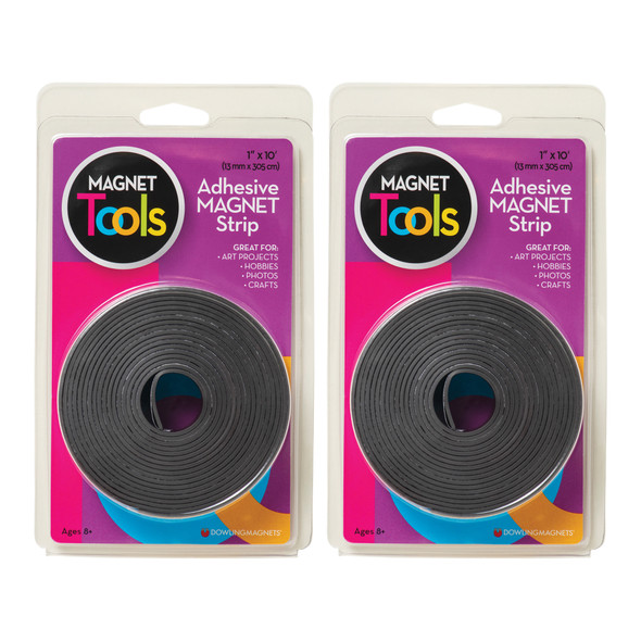 Adhesive Magnet Strip, 1" x 10' Roll, Pack of 2
