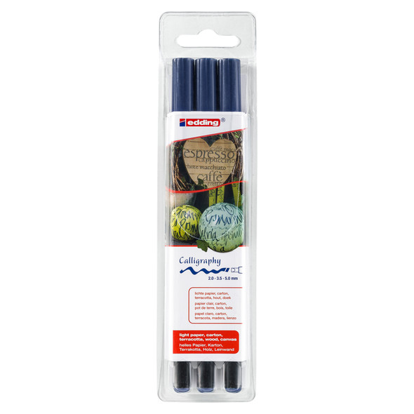 1255 Series Calligraphy Pen, Steel Blue, Set of 3