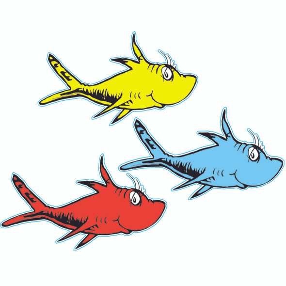 Dr. Seuss One Fish, Two Fish Assorted Paper Cut Outs, Pack of 36