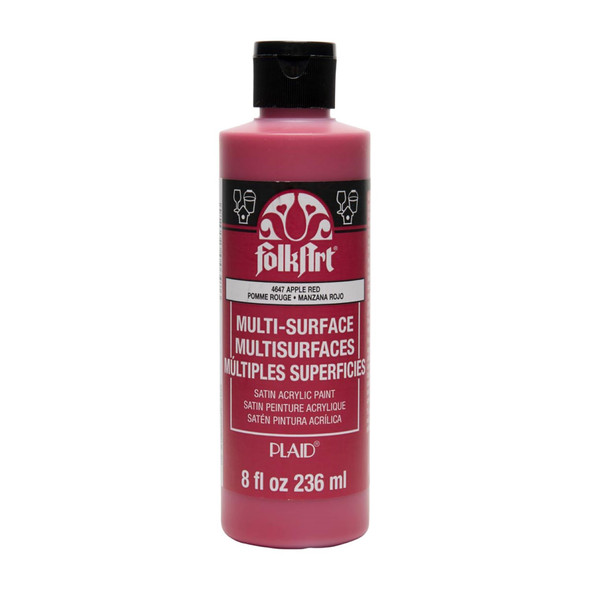 Acrylic Paint Multi-Surface Satin, 8oz., Apple Red