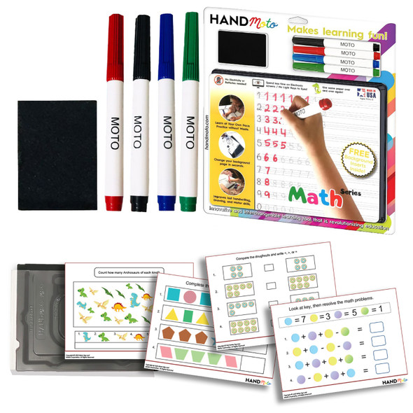 Dry-Erase Learning Board, 4 Markers, 10 Activity Sheets - Math Series