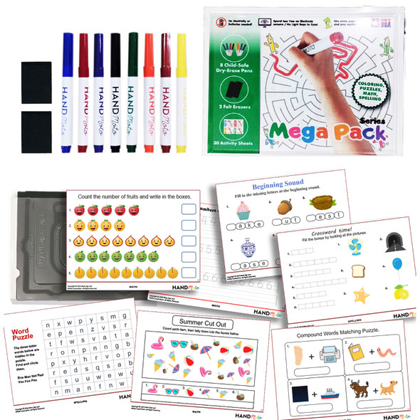 Dry-Erase Learning Board, 8 Markers, 30 Activity Sheets - MegaPack Series
