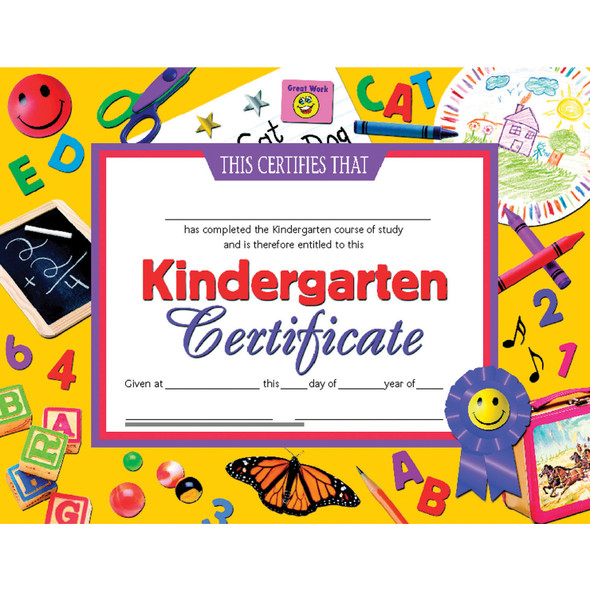 Kindergarten Certificate, 8.5" x 11", Pack of 30 - H-VA701