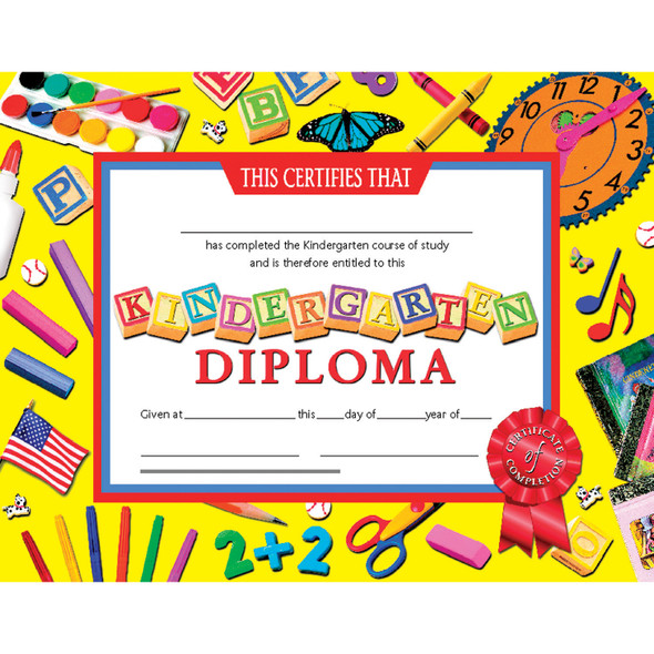 Kindergarten Diploma, 8.5" x 11", Pack of 30 - H-VA703