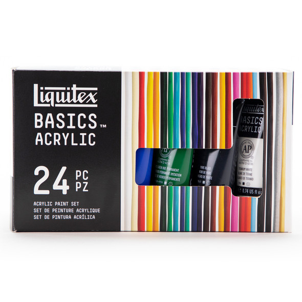 BASICS Acrylic Paint, Best Seller Colors, 22 mL Tubes, Set of 24