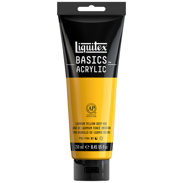 BASICS Acrylic Paint, 250 mL, Tube, Cadmium Yellow Deep Hue