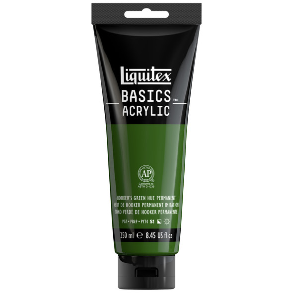 BASICS Acrylic Paint, 250 mL, Tube, Hookers Green Hue Permanent