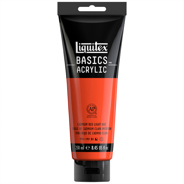 BASICS Acrylic Paint, 250 mL, Tube, Cadmium Red Light Hue