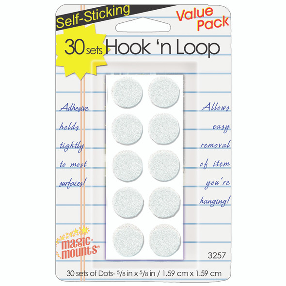 Hook 'n Loop, 5/8" Dots, 30 Sets