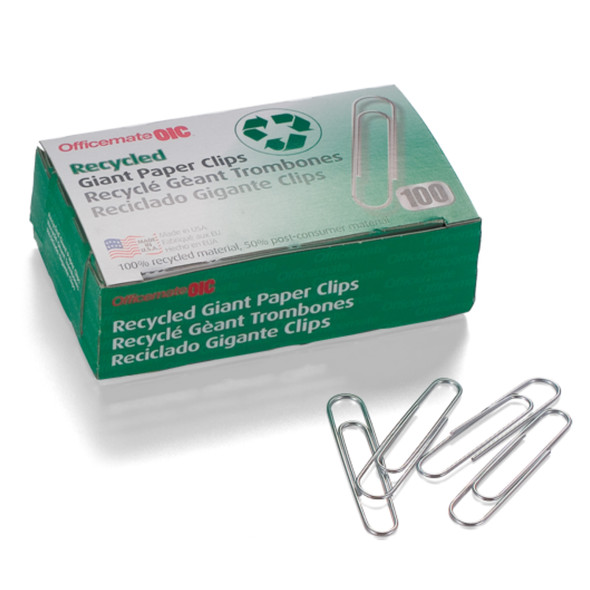 Recycled Paper Clips, Giant Gem, 100/Box
