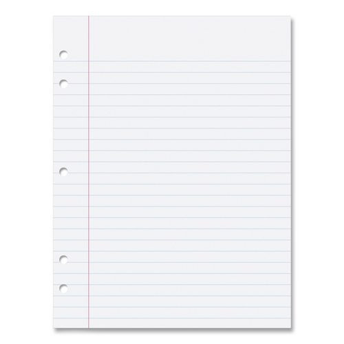 Composition Paper, White, 5-Hole Punched, Red Margin, 3/8" Ruled, 8" x 10-1/2", 500 Sheets