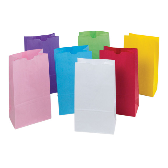Kraft Bag, Assorted Pastel Colors, 6" x 3-5/8" x 11", 28 Bags