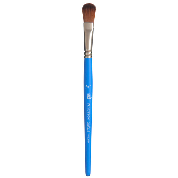 Select Artiste Oval Mop Brush, Synthetic Bristles, Short Handle Mixed Media Paintbrush, Jewel Blue, Size 1/2 inch, 1 Count
