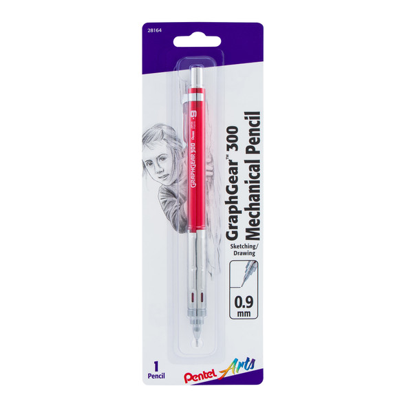 GraphGear 300 Mechanical Pencil, (0.9mm) Thick line, Red Barrel, 1 Count