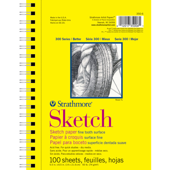 300 Series Sketch Pad, Side Wire Binding, 100 Sheets, 5.5x8.5 inch
