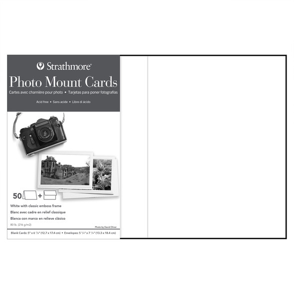 Photo Mount Cards & Envelopes, Classic Embossed Border, Full Size, 5x6.875 inch, Pack of 50