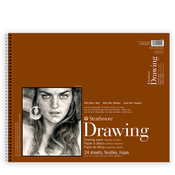 400 Series Drawing Paper Pad, Top Wire Binding, 24 Sheet, 14x17 inch, 1 Count