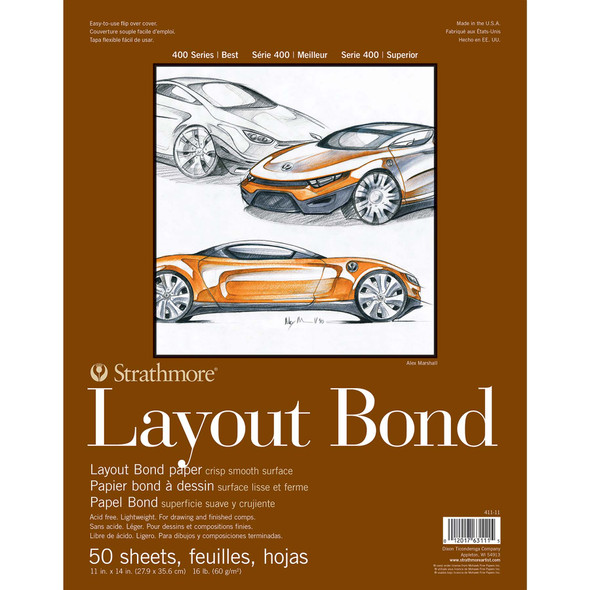 400 Series Layout Paper Pad, Glue Binding, 50 Sheet, 11x14 inch, 1 Count