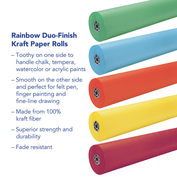Colored Kraft Duo-Finish Paper, 48" x 200', Canary, 1 Roll