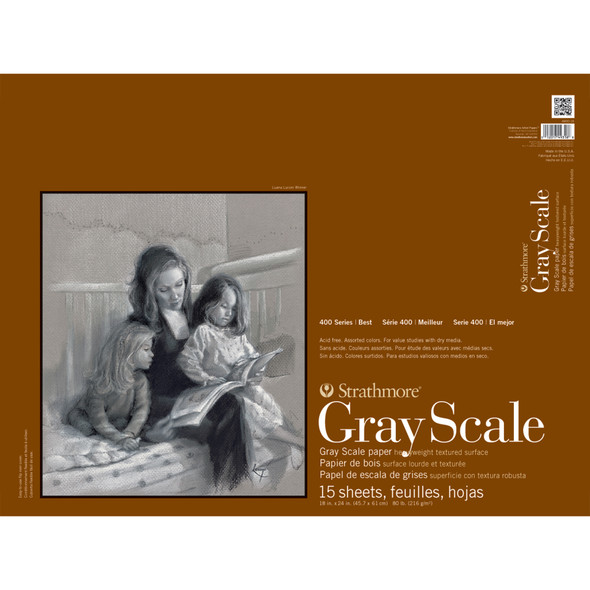 400 Series Grayscale Paper Pad, Glue Binding, 15 Sheet, 18x24 inch, 1 Count