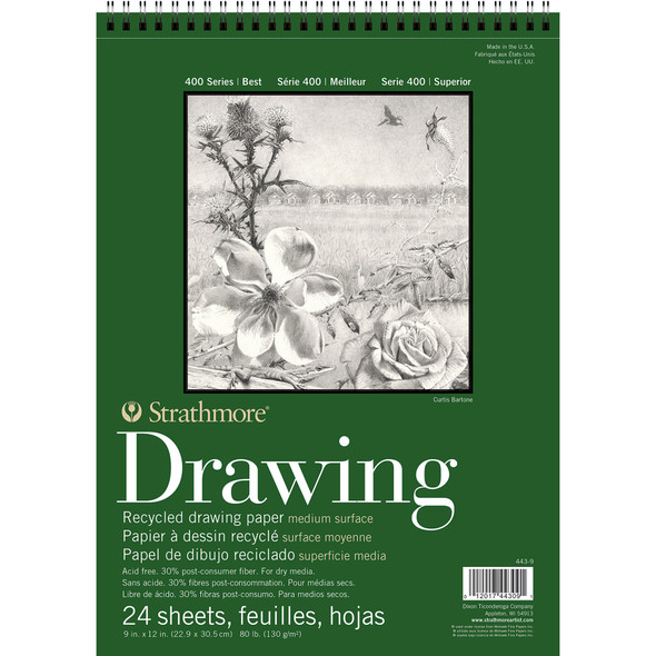 400 Series Drawing Pad, Recycled, Top Wire Binding, 24 Sheet, 9x12 inch, 1 Count