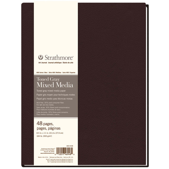 400 Series Art Journal Mixed Media Paper, Toned Gray, Hardbound Binding, 96 Page/48 Sheet, 8.5x11 inch, 1 Count