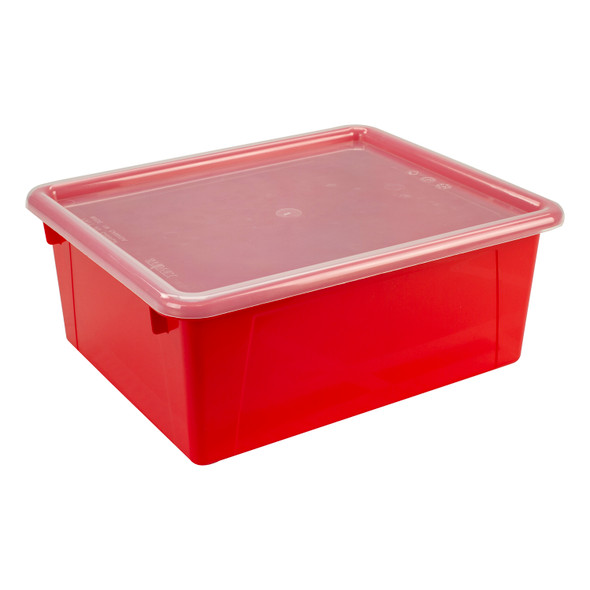 Deep Storage Tray with Lid, Red