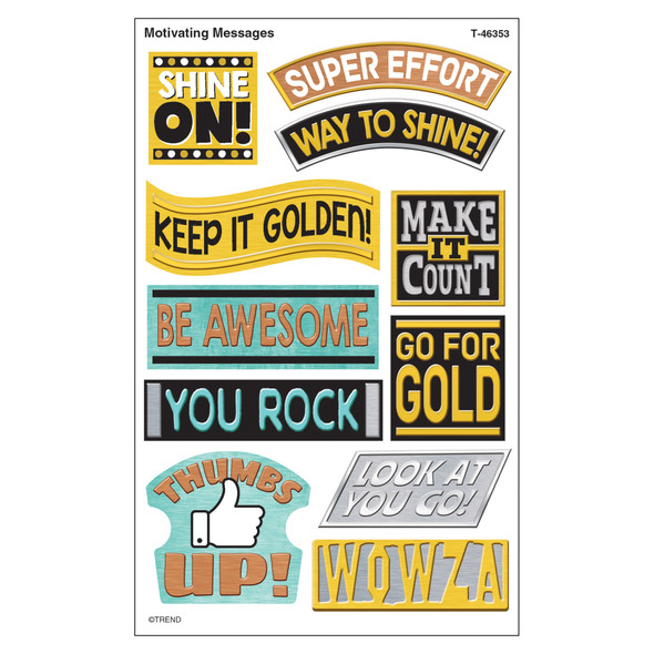 I ♥ Metal Motivating Messages superShapes Stickers - Large, 88 Count