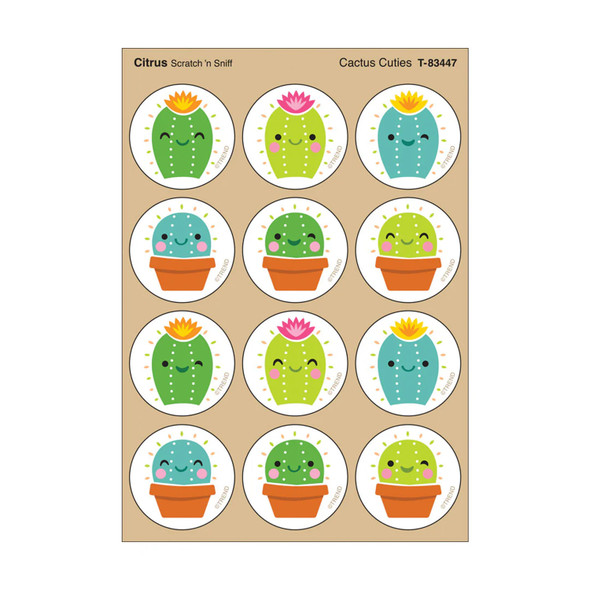 Cactus Cuties, Citrus scent Scratch 'n Sniff Stinky Stickers, Pack of 48