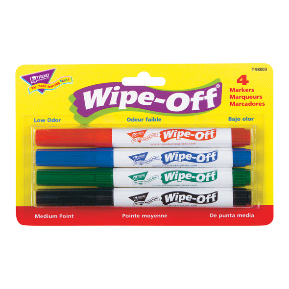 4-Pack Standard Colors Wipe-Off Markers