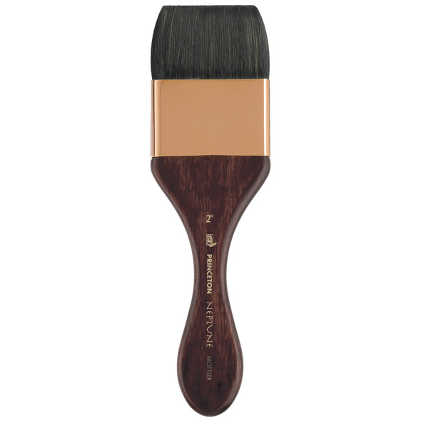 Neptune Mottler Brush, Synthetic Bristles, Short Handle Watercolor Paintbrush, Dark Wood, Size 2 inch, 1 Count