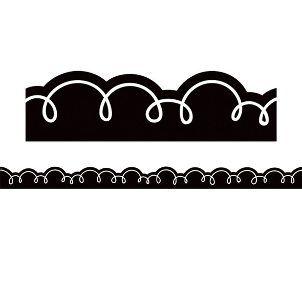 Black with White Squiggles Die-Cut Border Trim, 35 Feet