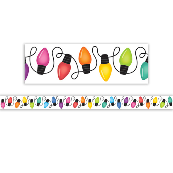 Colorful Holiday Lights Die-Cut Border Trim, 35 Feet