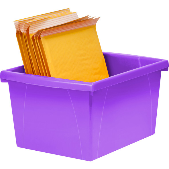 4 Gallon Classroom Storage Bin, Purple, Pack of 3 4 Gallon Classroom Storage Bin, Purple, Pack of 3