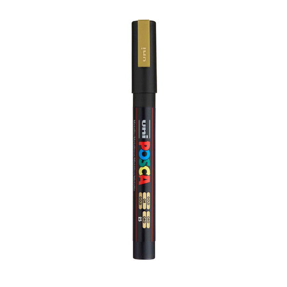 uni POSCA PC-3M Water-Based Paint Markers, Reversible Fine Tip (0.9-1.3mm), Gold