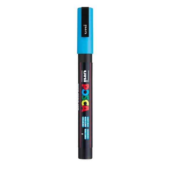 uni POSCA PC-3M Water-Based Paint Markers, Reversible Fine Tip (0.9-1.3mm), Light Blue