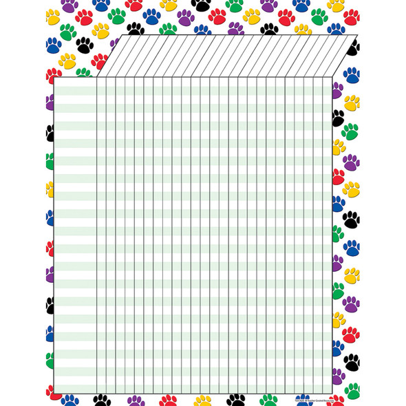 Colorful Paw Prints Incentive Chart, Pack of 6 Colorful Paw Prints Incentive Chart, Pack of 6