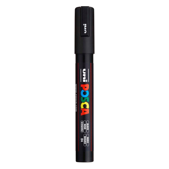 uni POSCA PC-5M Water-Based Paint Markers, Reversible Medium Tip (1.8-2.5mm), Black