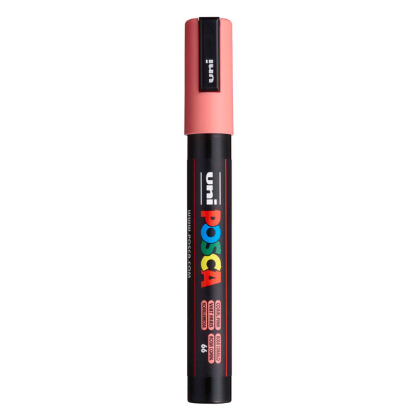 uni POSCA PC-5M Water-Based Paint Markers, Reversible Medium Tip (1.8-2.5mm), Coral Pink