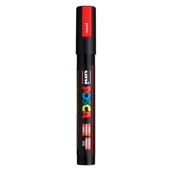 uni POSCA PC-5M Water-Based Paint Markers, Reversible Medium Tip (1.8-2.5mm), Fluorescent Red