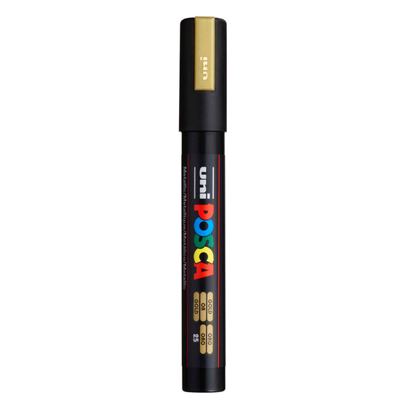uni POSCA PC-5M Water-Based Paint Markers, Reversible Medium Tip (1.8-2.5mm), Gold