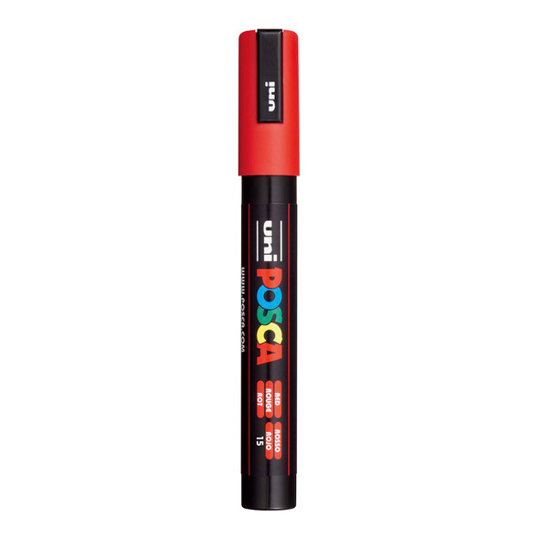 uni POSCA PC-5M Water-Based Paint Markers, Reversible Medium Tip (1.8-2.5mm), Red