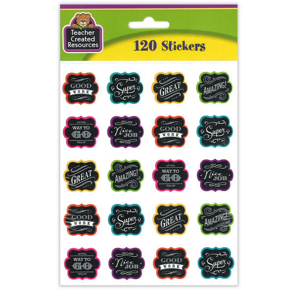 Chalkboard Brights Stickers, 120 Per Pack, 12 Packs