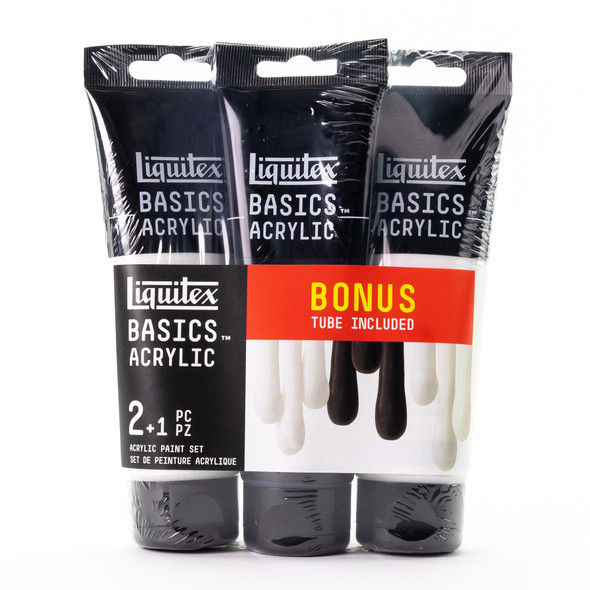 BASICS Acrylic Paint, Black & White, 118 mL Tubes, Set of 3