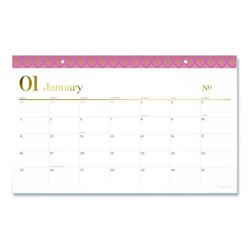 Workstyle Compact Deskpad, 17.75 X 11, White Sheets, Pink Headband/clear Corners, 12-month (jan-dec): 2026