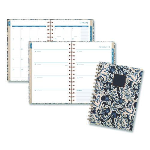 Elizabeth Weekly/monthly Planner, 8.5 X 5.5, Floral Artwork, Blue Cover, 12-month (jan-dec): 2026