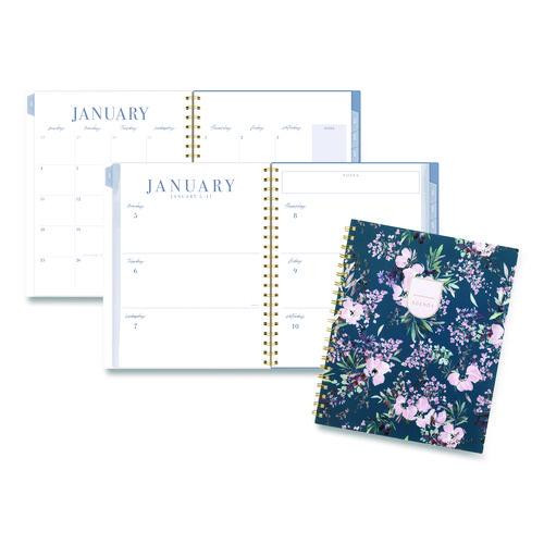 Weekly/monthly Calista Floral Planners, 11 X 8.5, Floral Artwork, Blue/purple/green Cover, 13 Month: Jan 2026 To Jan 2027