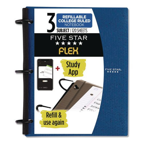 Flex Notebinder, 1" Techlock Rings, 3-subject, Medium/college Rule, Randomly Assorted Cover Colors, (120) 11 X 8.5 Sheets