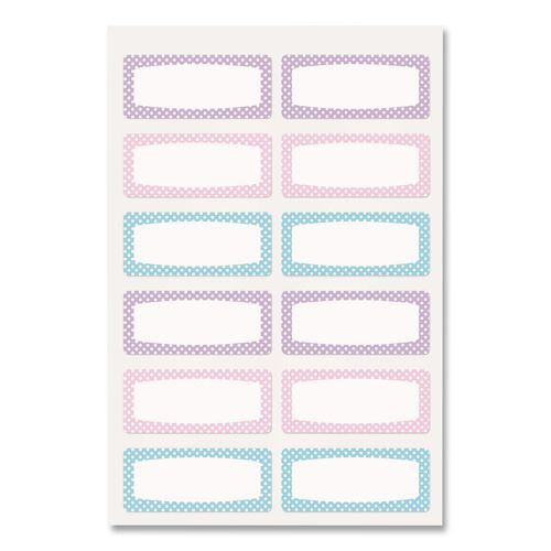 No-iron Fabric Labels, Pastel Borders, Handwrite Only, 0.75 X 1.75, White, 12/sheet, 2 Sheets/pack