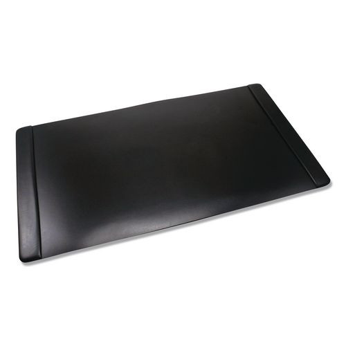 Faux Leather Desk Pad With Side Rails, 36" X 20", Black